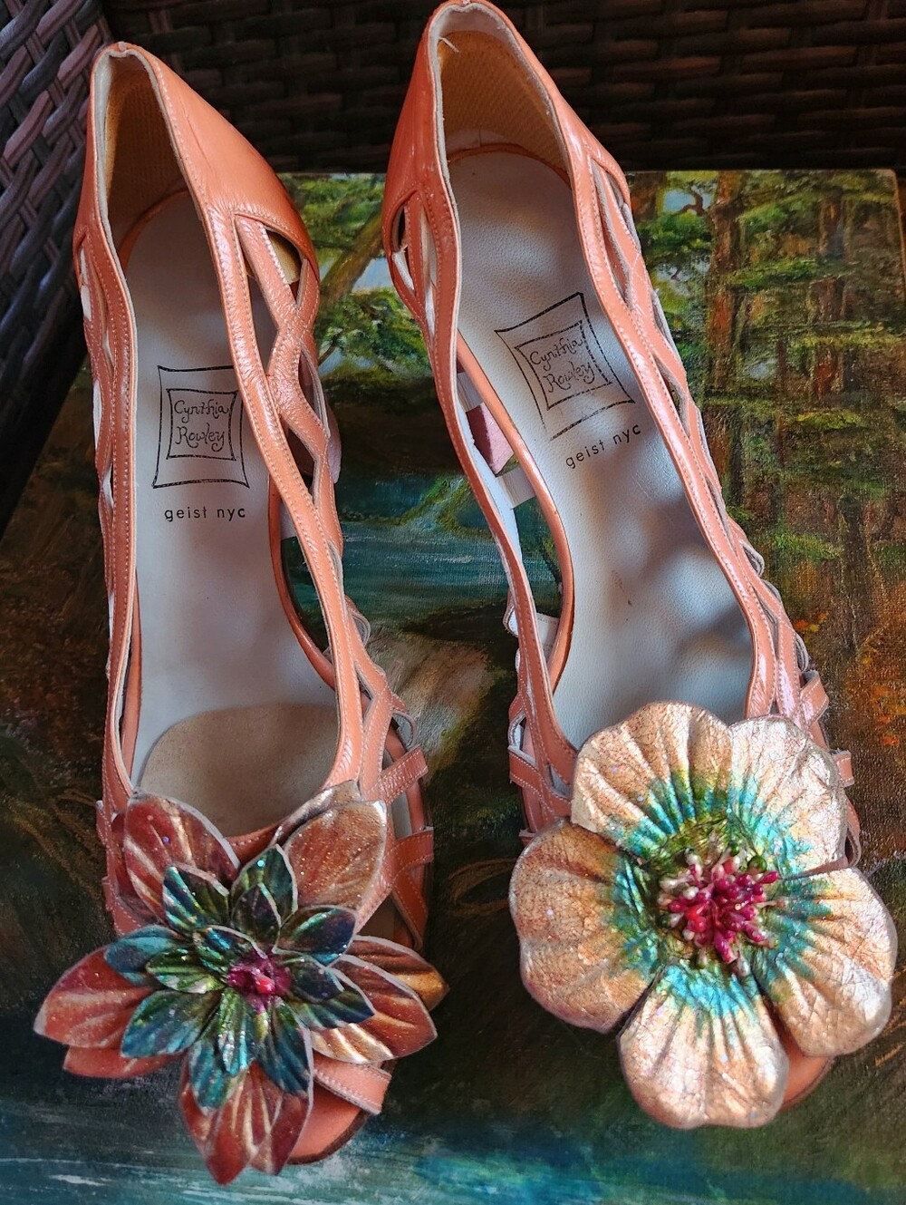 VTG 90's Y2K Cynthia ROWLEY Geist NYC ITALY Pink Sugar BLOCK HEELS LEATHER ⁸9.5